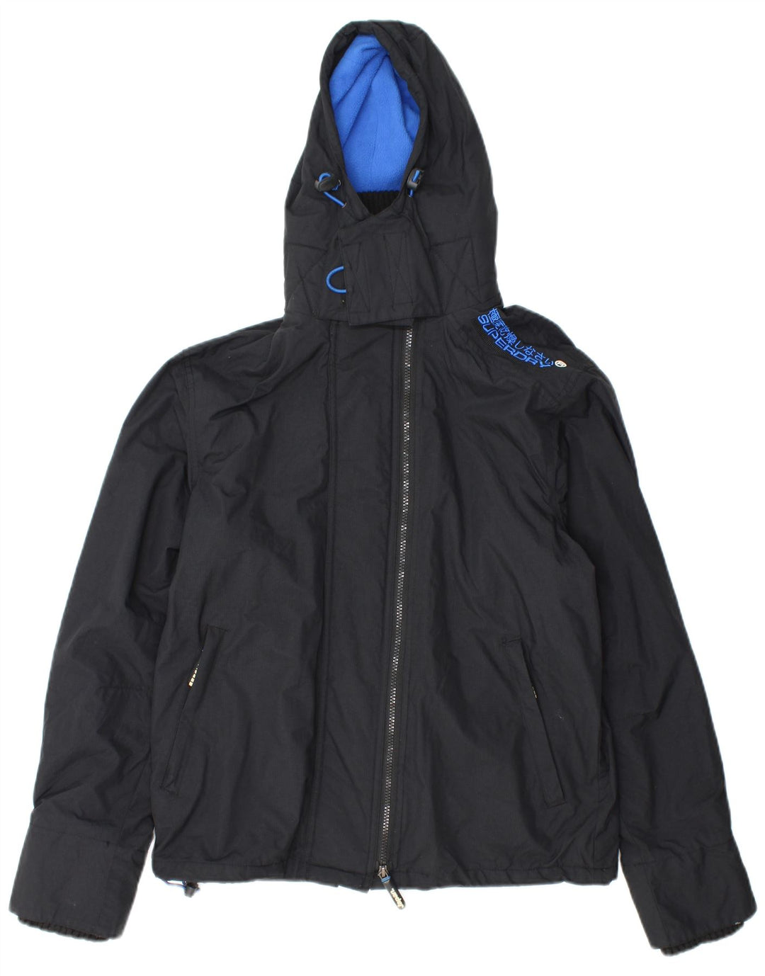 SUPERDRY Womens Graphic Windbreaker Jacket UK 14 Medium Black