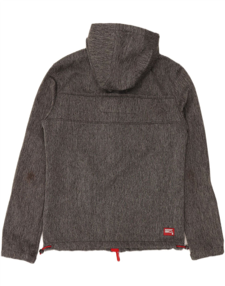 SUPERDRY Womens Windtrekker Hooded Windbreaker Jacket UK 16 Large Grey