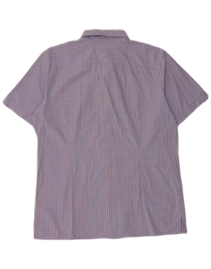 BENETTON Mens Short Sleeve Shirt 2XL Purple Gingham Cotton