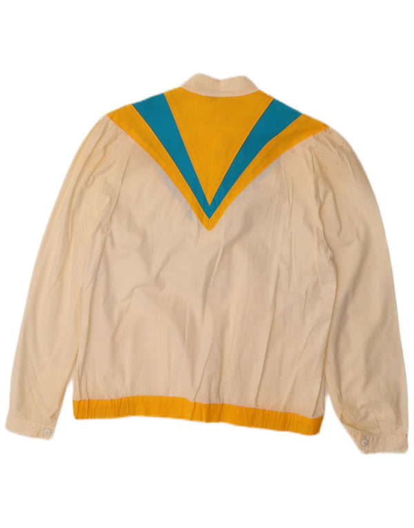 ANTONELLI Womens Bomber Jacket IT 44 Medium Off White Colourblock Cotton