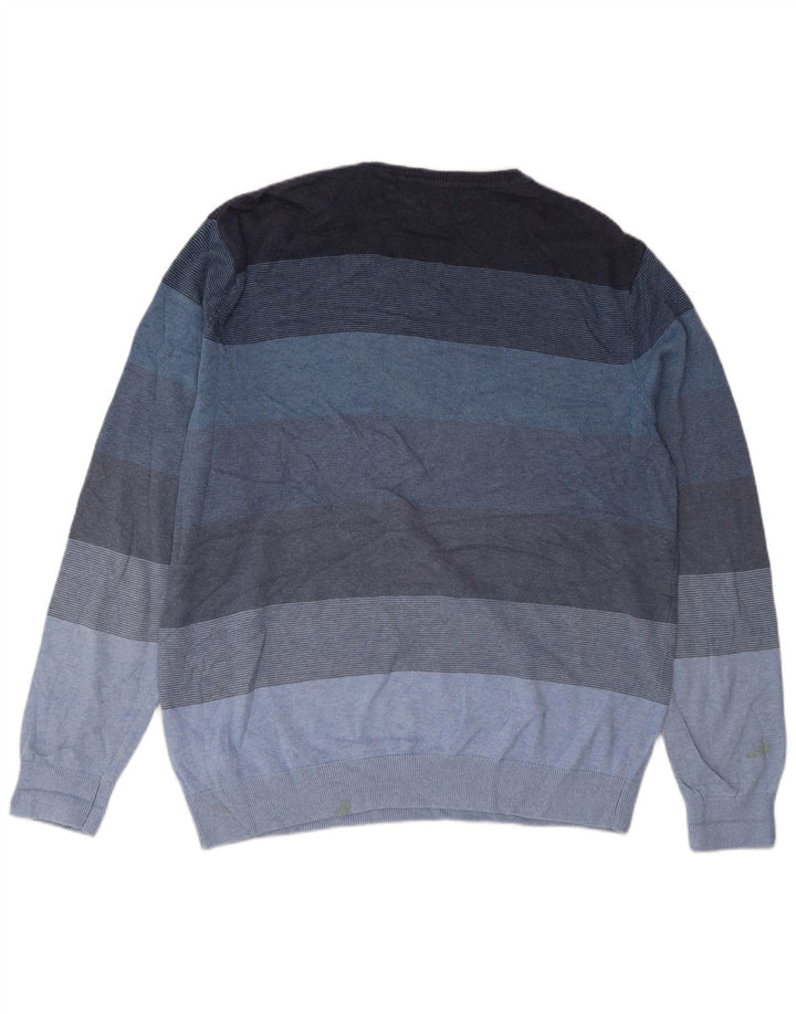 Marks & Spencer Mens Crew Neck Jumper Sweater Large Blue Striped