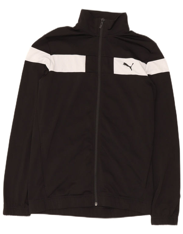 PUMA Boys Tracksuit Top Jacket 15-16 Years Black Colourblock Polyester