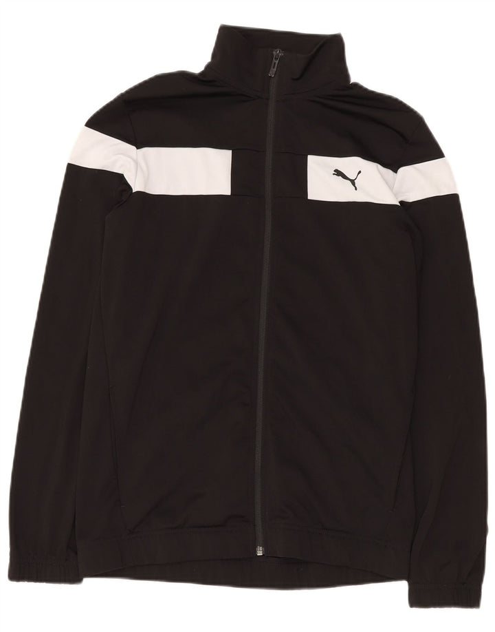PUMA Boys Tracksuit Top Jacket 15-16 Years Black Colourblock Polyester