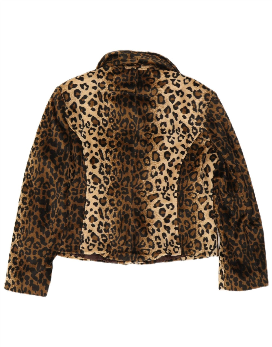 Peruzzi Womens Faux Fur Jacket UK 14 Large Brown Animal Print Polyester