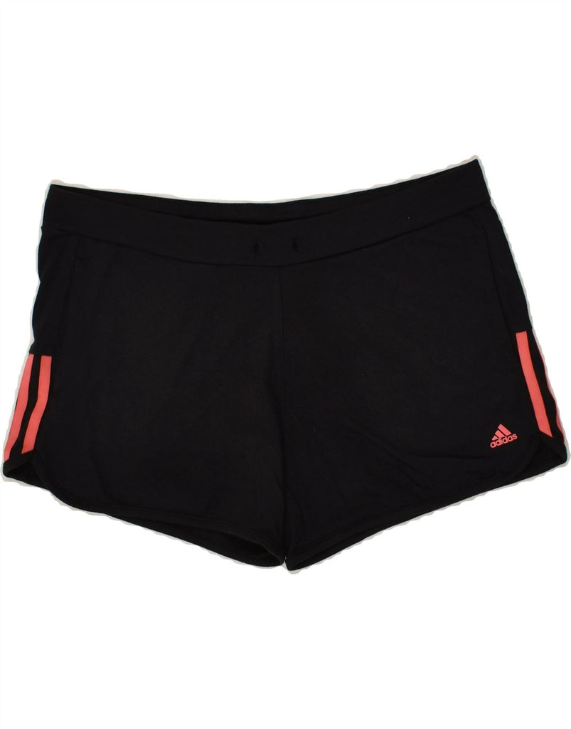 ADIDAS Womens Sport Shorts UK 16/18 Large Black Cotton | Vintage Adidas | Thrift | Second-Hand Adidas | Used Clothing | Messina Hembry 