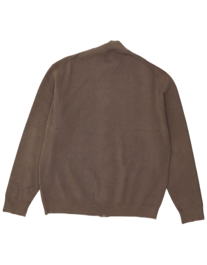 Massimo Dutti Mens Cardigan Sweater XL Grey Cotton