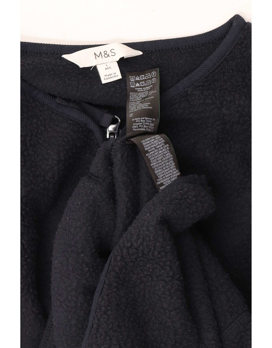 Marks & Spencer Womens Fleece Jacket UK 16 Large Navy Blue Polyester