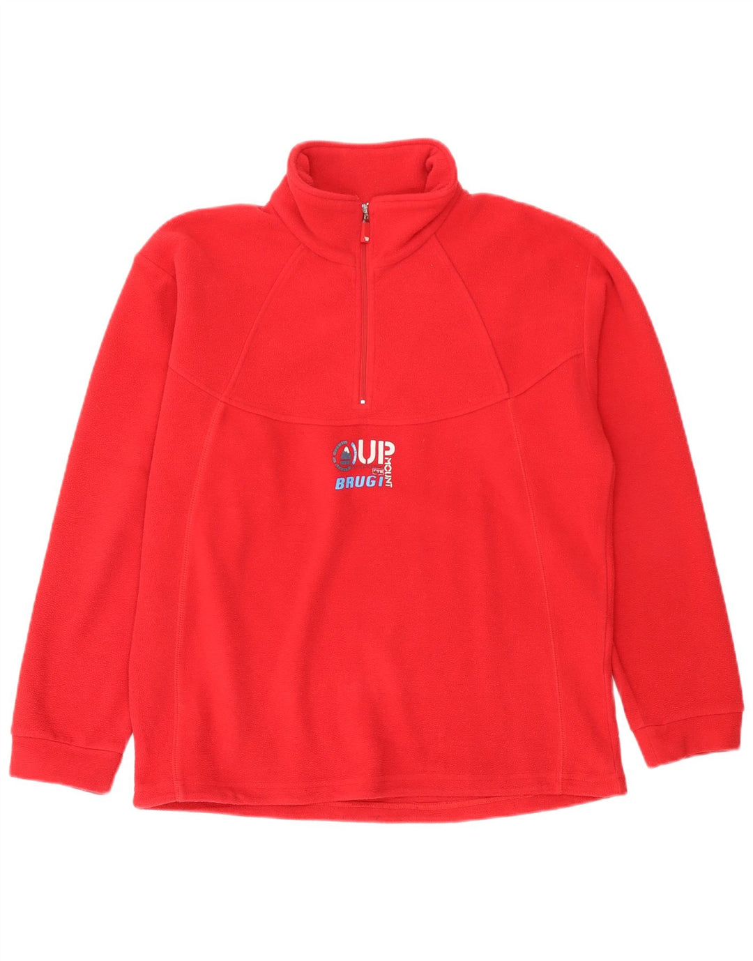 Brugi Womens Graphic Zip Neck Fleece Jumper 2XL Red Polyester