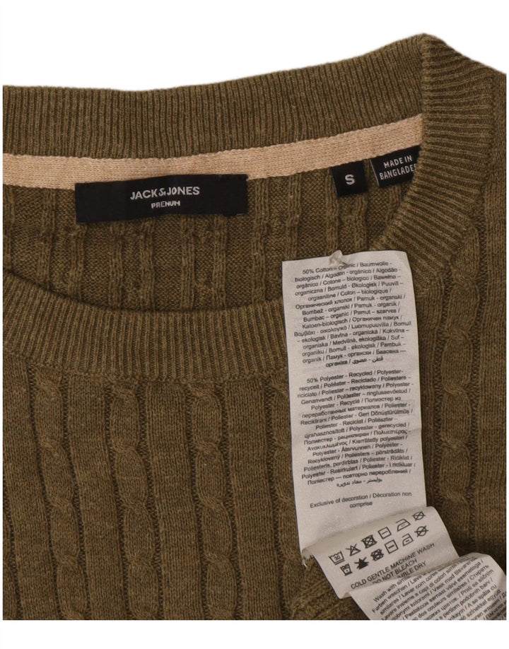 Jack & Jones Mens Crew Neck Jumper Sweater Small Khaki