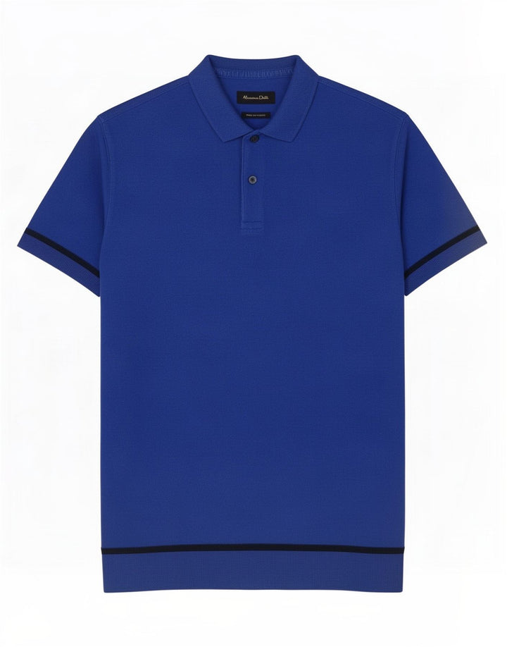 Massimo Dutti Mens Polo Shirt Large Blue Striped