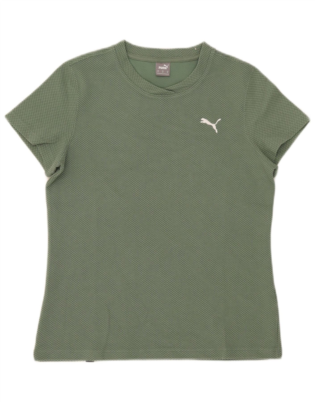 Puma Womens T-Shirt Top UK 12 Medium Green Cotton