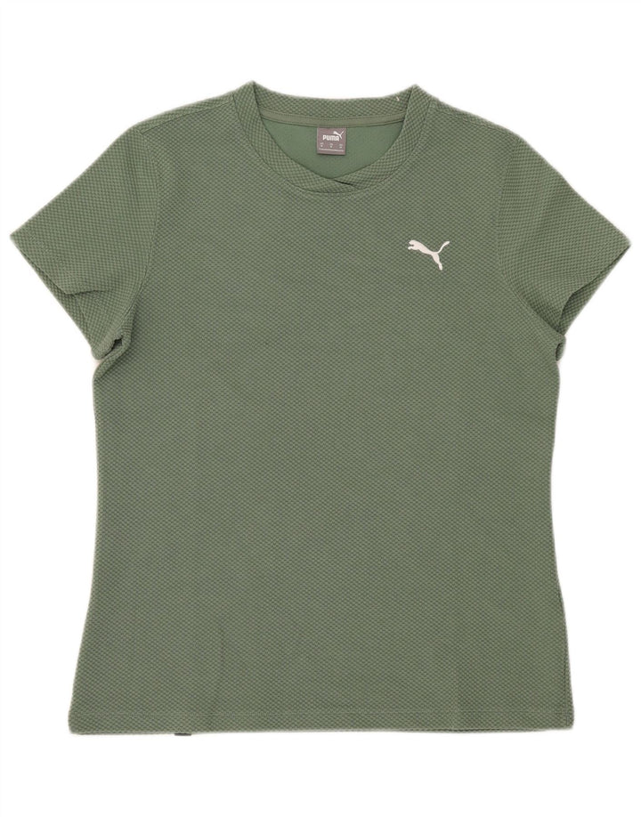 Puma Womens T-Shirt Top UK 12 Medium Green Cotton
