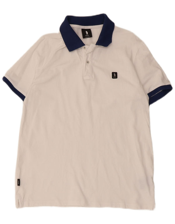 Refrigue Mens Polo Shirt Small White Colourblock Cotton