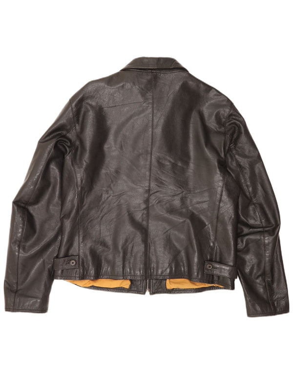 Protagonist Mens Leather Jacket UK 40 Large Black