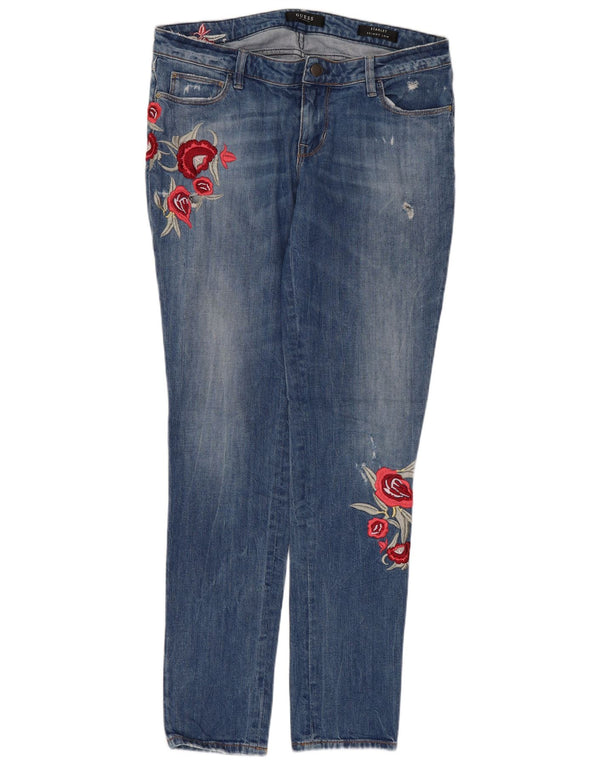 Guess Womens Starlet Graphic Low Waist Skinny Jeans W30 L31 Blue Floral