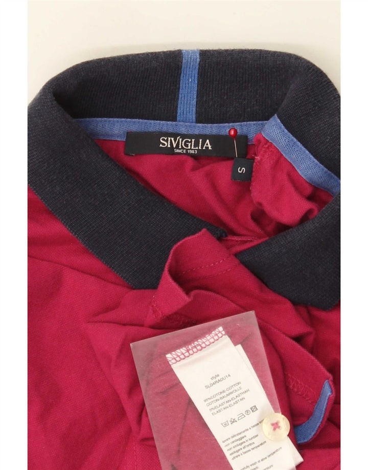 SIVIGLIA Mens Regular Fit Polo Shirt Small Pink Cotton