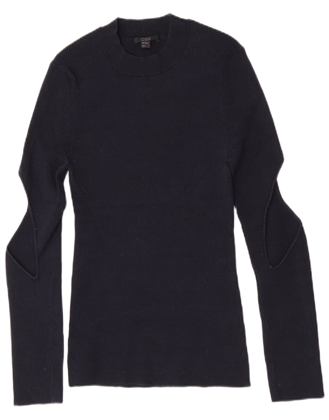 Cos Womens Turtle Neck Jumper Sweater UK 12 Medium Navy Blue Cotton