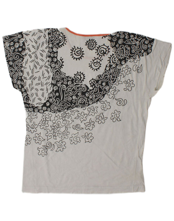 Fila Womens T-Shirt Top IT 44 Medium White Paisley