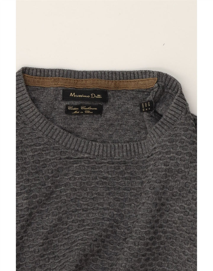 MASSIMO DUTTI Womens Crew Neck Jumper Sweater UK 12 Medium Grey Cotton Vintage Massimo Dutti and Second-Hand Massimo Dutti from Messina Hembry 