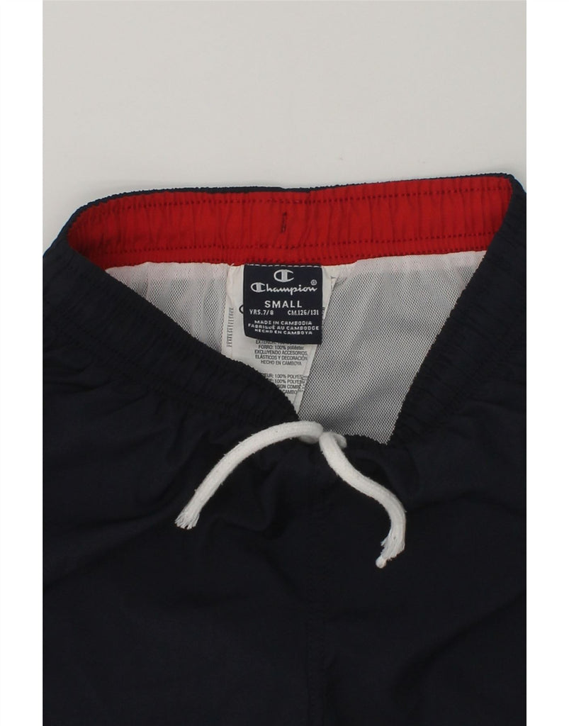 CHAMPION Boys Graphic Sport Shorts 7-8 Years Small Navy Blue Polyester | Vintage Champion | Thrift | Second-Hand Champion | Used Clothing | Messina Hembry 