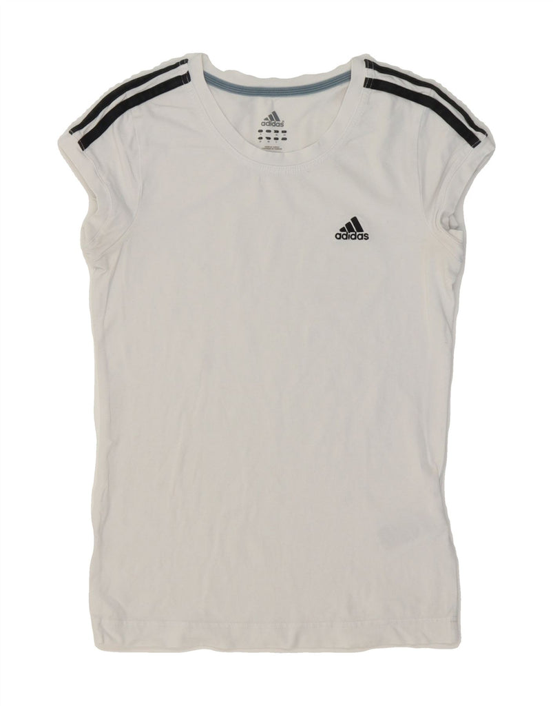 ADIDAS Womens T-Shirt Top UK 8 Small  White Cotton Vintage Adidas and Second-Hand Adidas from Messina Hembry 