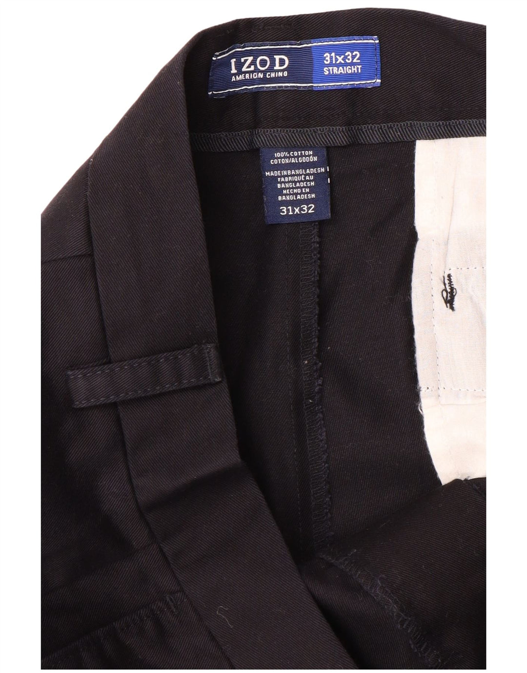 IZOD Mens Straight Chino Trousers W31 L32  Navy Blue Cotton