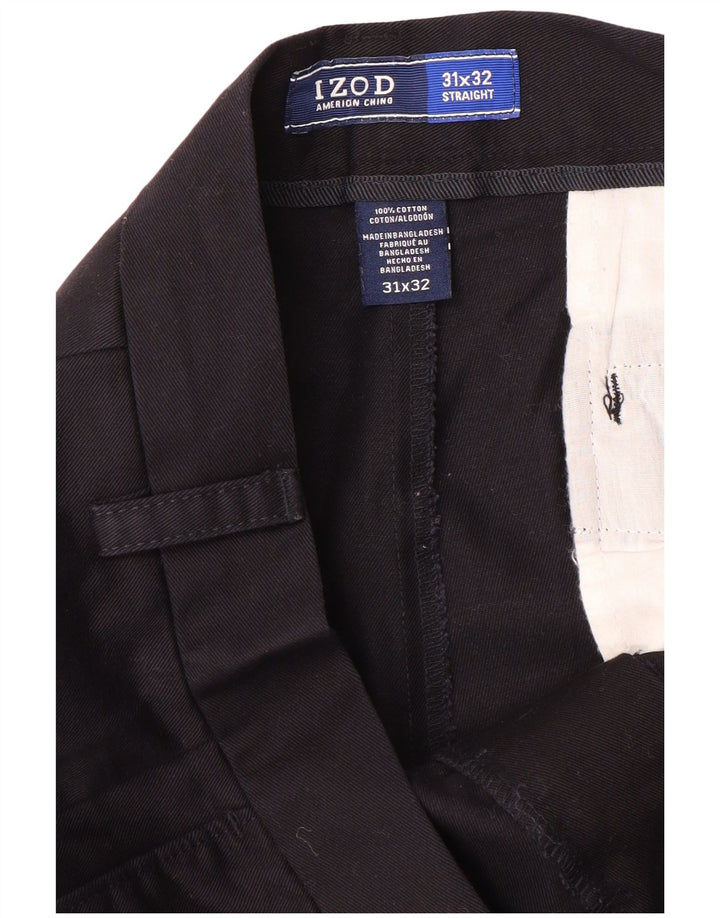 IZOD Mens Straight Chino Trousers W31 L32  Navy Blue Cotton