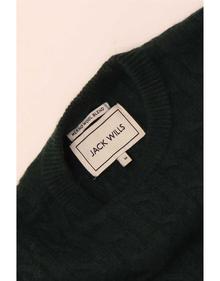Jack Wills Mens Crew Neck Jumper Sweater Medium Green Merino Wool