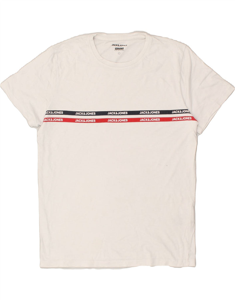 JACK & JONES Mens Regular Fit T-Shirt Top Large White Cotton | Vintage Jack & Jones | Thrift | Second-Hand Jack & Jones | Used Clothing | Messina Hembry 