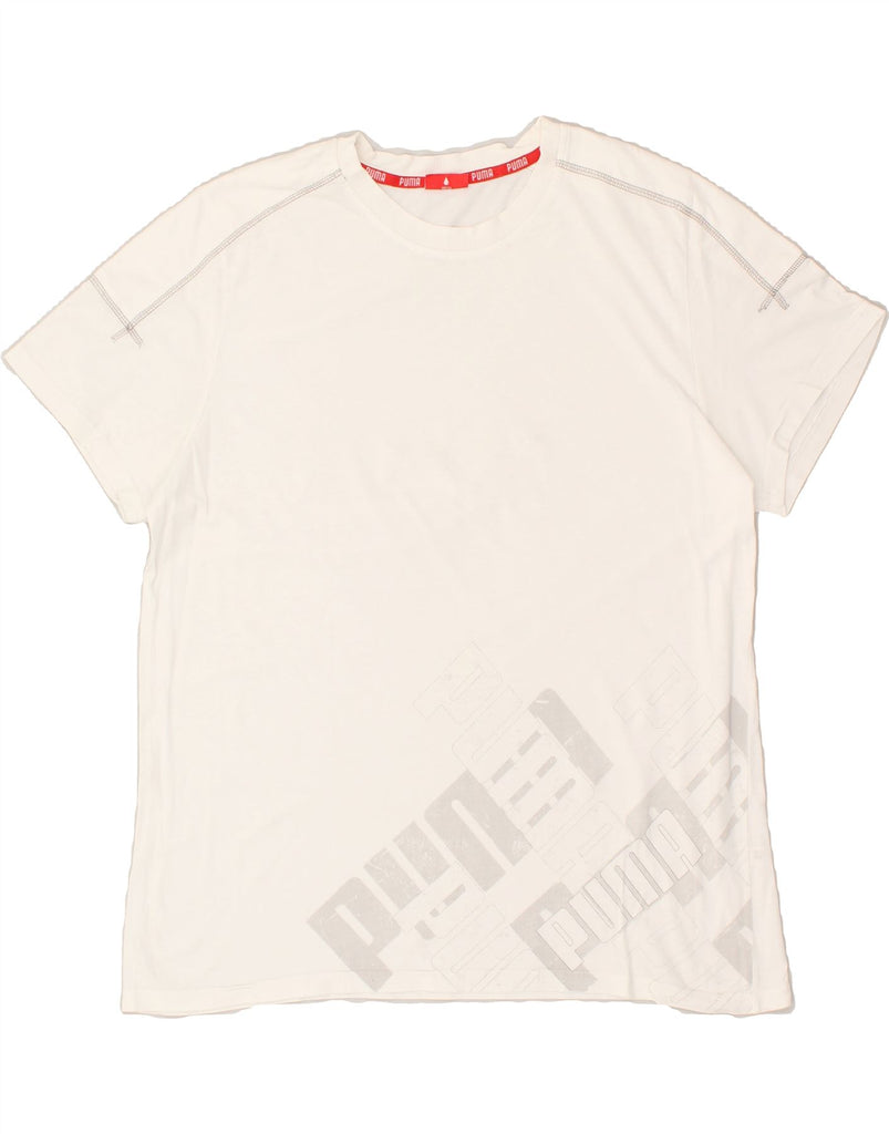 PUMA Mens Graphic T-Shirt Top XL White Cotton | Vintage Puma | Thrift | Second-Hand Puma | Used Clothing | Messina Hembry 