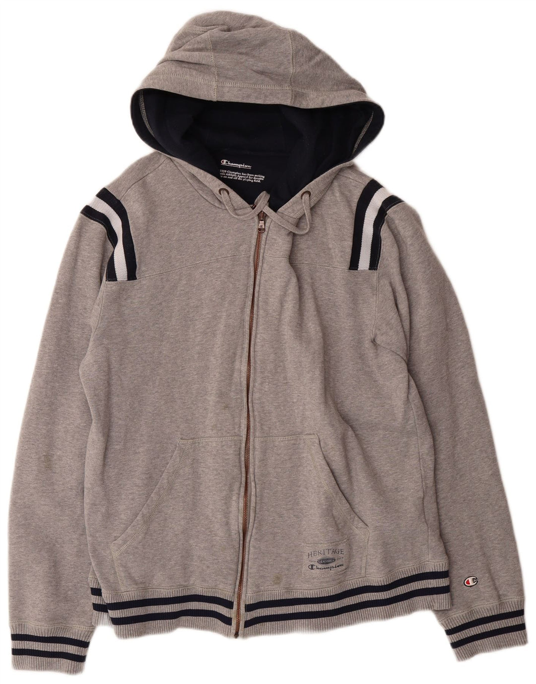 CHAMPION Womens Zip Hoodie Sweater UK 18 XL Grey Cotton