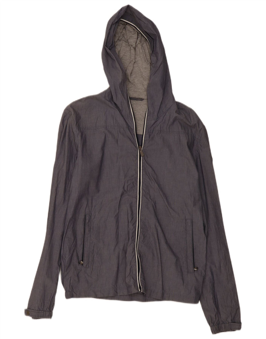 Trussardi Jeans Mens Hooded Windbreaker Jacket IT 48 Medium Grey