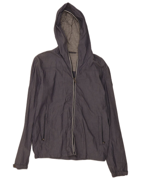 Trussardi Jeans Mens Hooded Windbreaker Jacket IT 48 Medium Grey