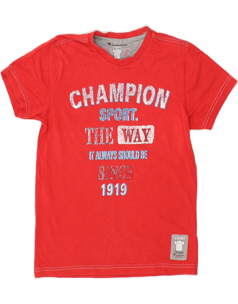 CHAMPION Boys Graphic T-Shirt Top 9-10 Years Red Cotton | Vintage Champion | Thrift | Second-Hand Champion | Used Clothing | Messina Hembry 