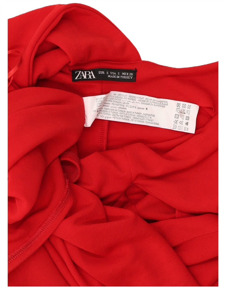 Zara Womens Halter Dress UK 10 Small Red Polyester