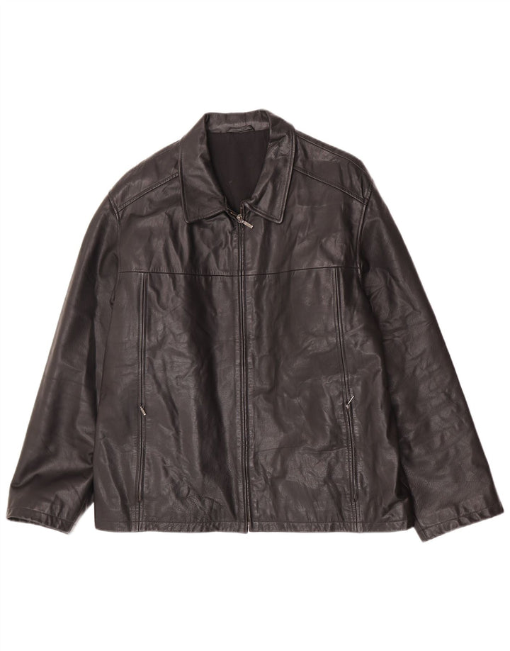 I NAVIGLI Mens Leather Jacket IT 56 3XL Black