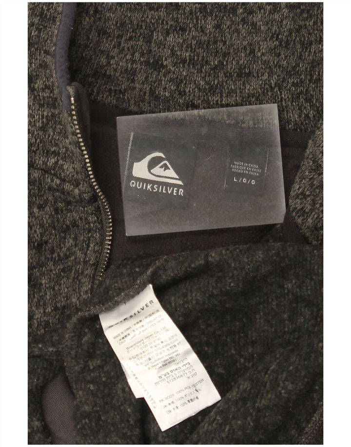 Quiksilver Mens Zip Hoodie Sweater Large Grey Colourblock Polyester