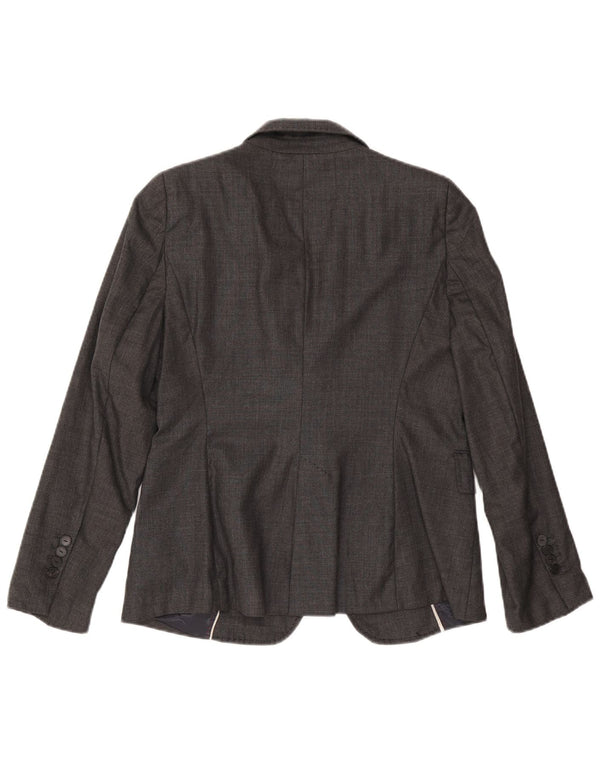 Zara Womens 1 Button Blazer Jacket US 8 Medium Grey Wool