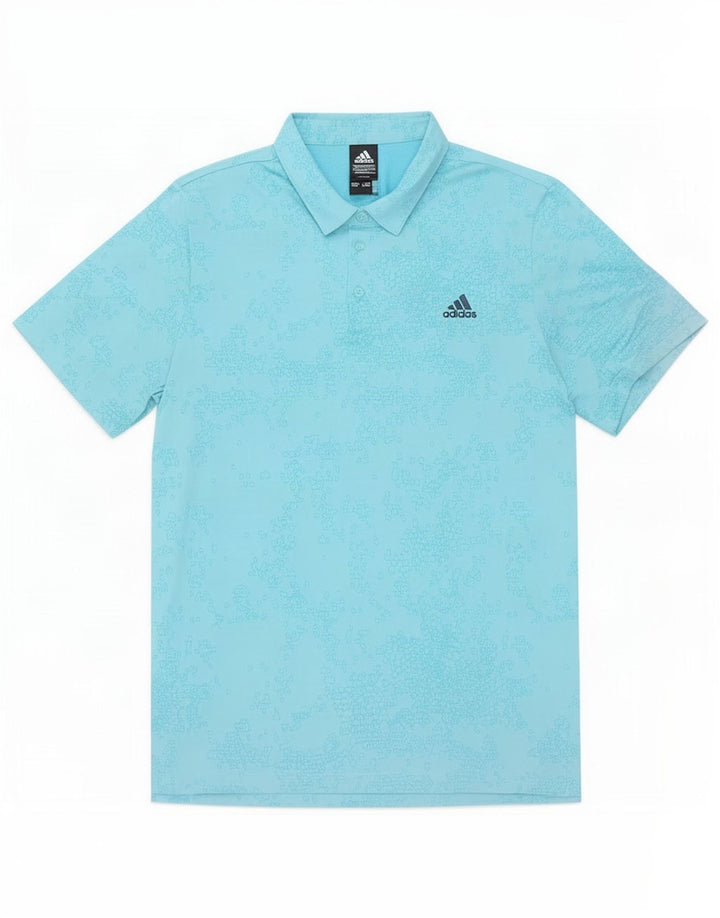 Adidas Mens Polo Shirt XL Blue Geometric Polyester
