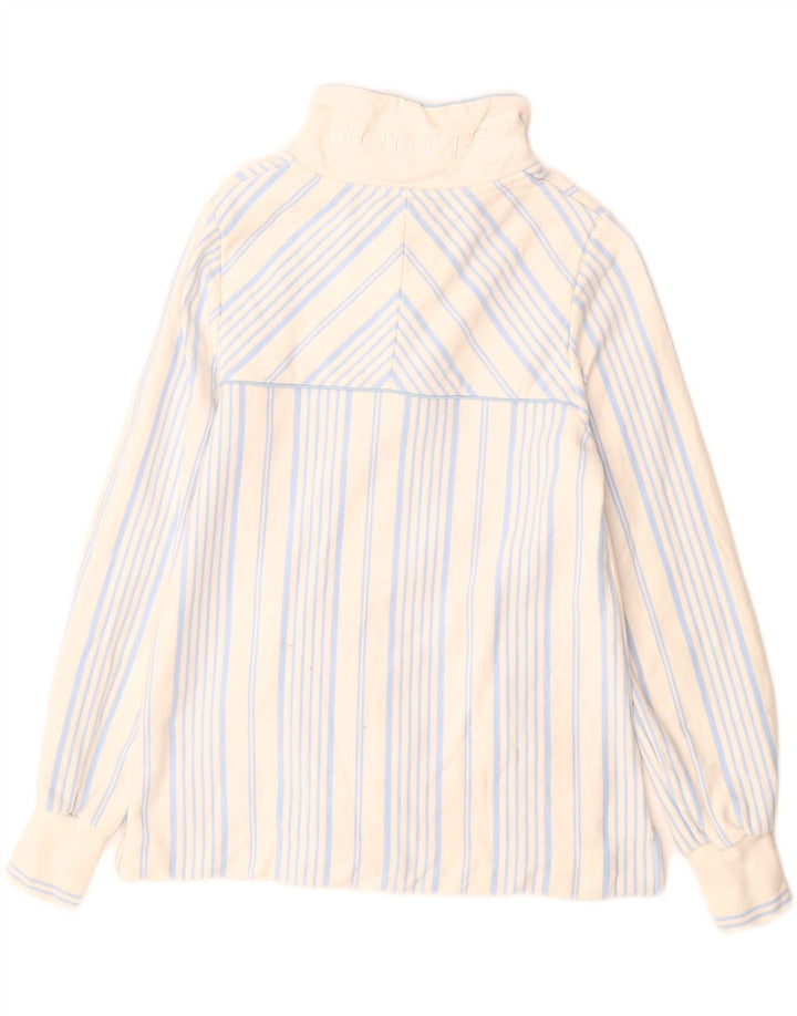Joules Womens Zip Neck Sweatshirt Jumper UK 10 Small White Striped Cotton