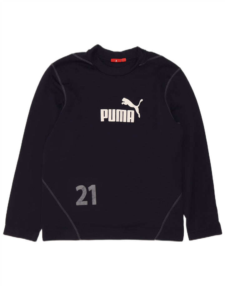 Puma Mens Graphic Top Long Sleeve Medium Navy Blue