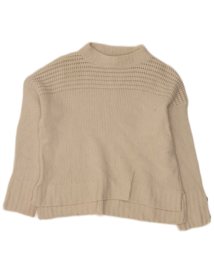 MASSIMO DUTTI Womens Turtle Neck Jumper Sweater UK 6 XS Off White