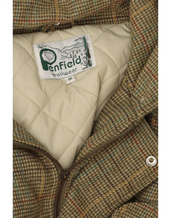Penfield Mens Hooded Padded Jacket UK 38 Medium Khaki Houndstooth