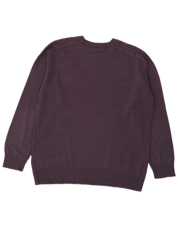 Adidas Mens Crew Neck Jumper Sweater XL Purple Striped Acrylic