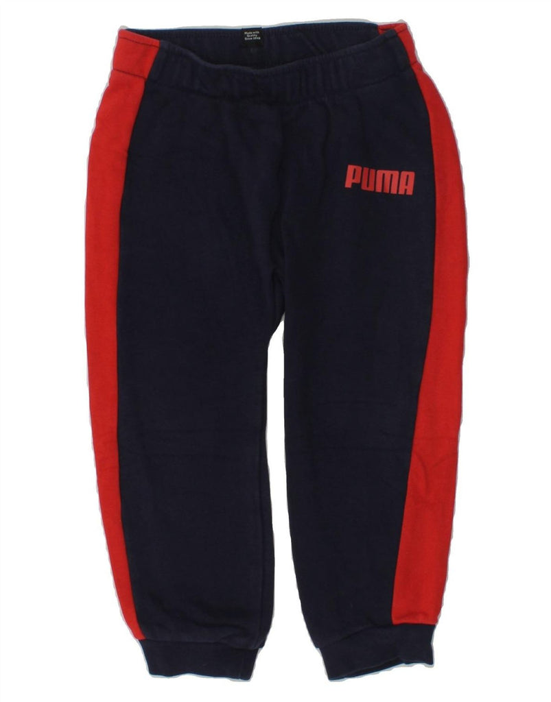 PUMA Boys Tracksuit Trousers Joggers 2-3 Years Navy Blue Colourblock | Vintage Puma | Thrift | Second-Hand Puma | Used Clothing | Messina Hembry 