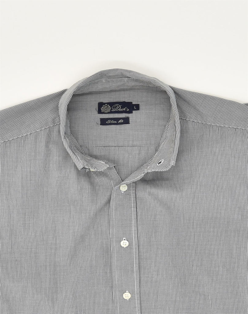 DACK'S Mens Slim Fit Shirt Large Grey Gingham Cotton | Vintage Dack's | Thrift | Second-Hand Dack's | Used Clothing | Messina Hembry 