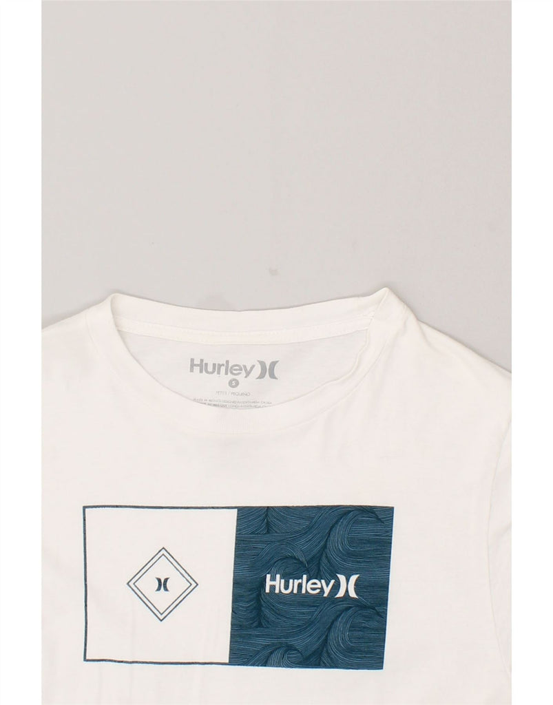 HURLEY Mens Petite Graphic T-Shirt Top Small White Cotton | Vintage Hurley | Thrift | Second-Hand Hurley | Used Clothing | Messina Hembry 