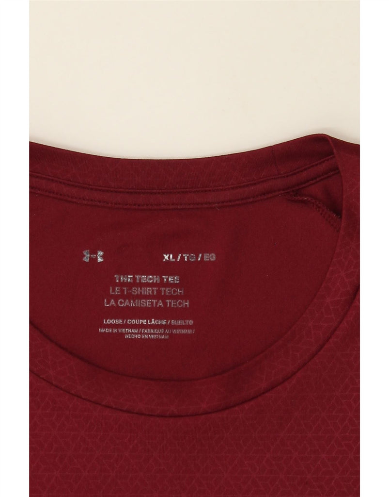 UNDER ARMOUR Mens T-Shirt Top XL Burgundy Geometric Polyester Vintage Under Armour and Second-Hand Under Armour from Messina Hembry 