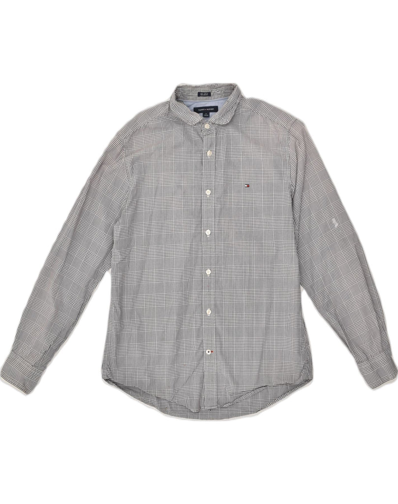 TOMMY HILFIGER Mens Shirt Medium Grey Check Cotton | Vintage Tommy Hilfiger | Thrift | Second-Hand Tommy Hilfiger | Used Clothing | Messina Hembry 