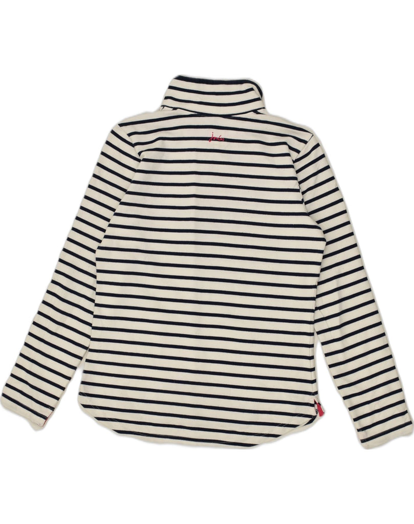 JOULES Womens Zip Neck Sweatshirt Jumper UK 10 Small White Striped Cotton | Vintage Joules | Thrift | Second-Hand Joules | Used Clothing | Messina Hembry 